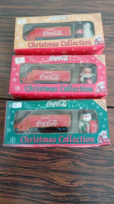 3 camion coca cola porcelaine noel