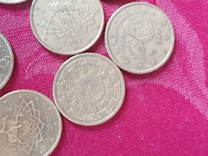 lot de 53 pièces de monnaie 0.50c euro cent