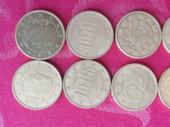 lot de 53 pièces de monnaie 0.50c euro cent