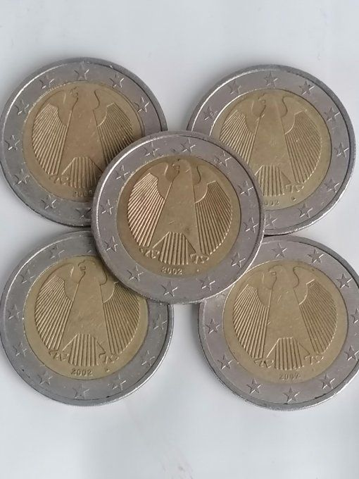 5 pièces de 2 euro 2002 Allemagne 5 ateliers differents