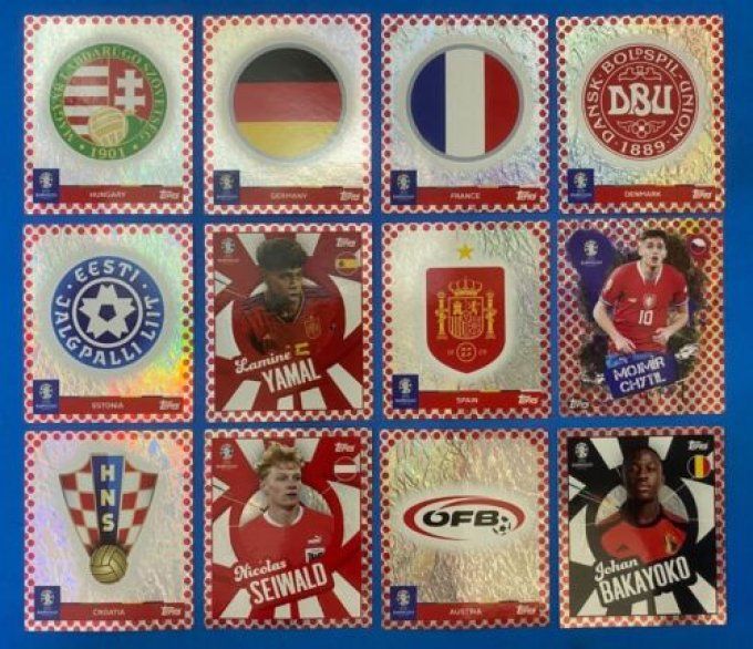 TOPSS SPECIAL STICKER VARIANTE CADRE POIS ROUGE euro 2024