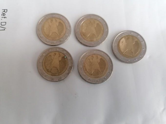 5 pièces de 2 euro 2002 Allemagne 5 ateliers differents